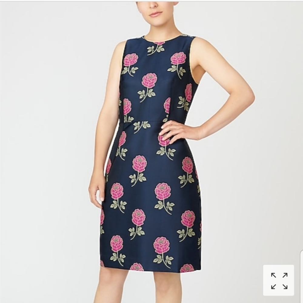 New J.Crew Sheath Dress in Floral Jacquard Size 0 - Picture 2 of 7
